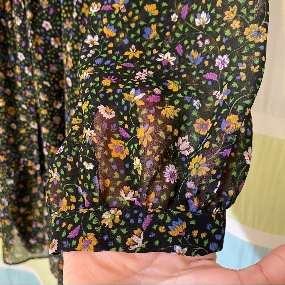 Zara Floral Sheer Lined Dress Sz Medium - Picture 5 of 9